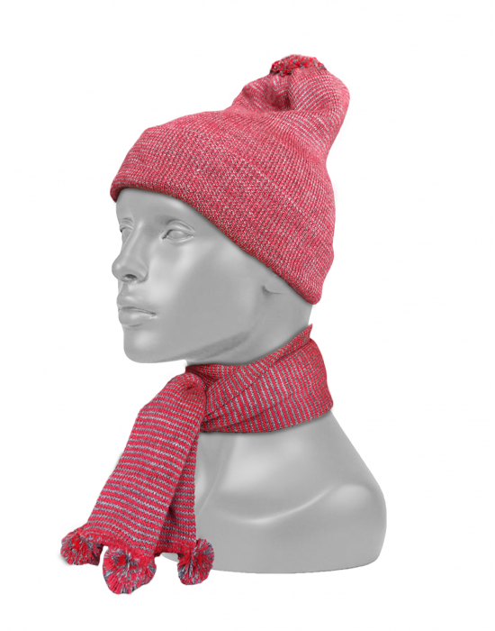 Acrylic Kids Designer cap with muffler set maroon